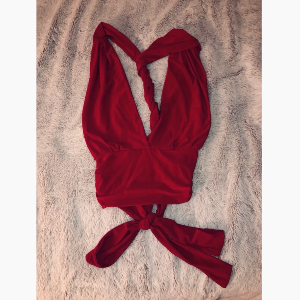 Fancy red halter top